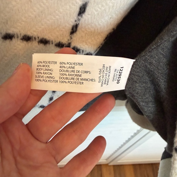 Dex Women's Cream and Black Checkered Trench Coat - Picture 6 of 9